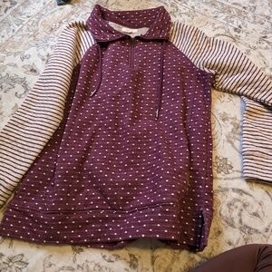 Polka Dot Pullover with Striped Sleeves